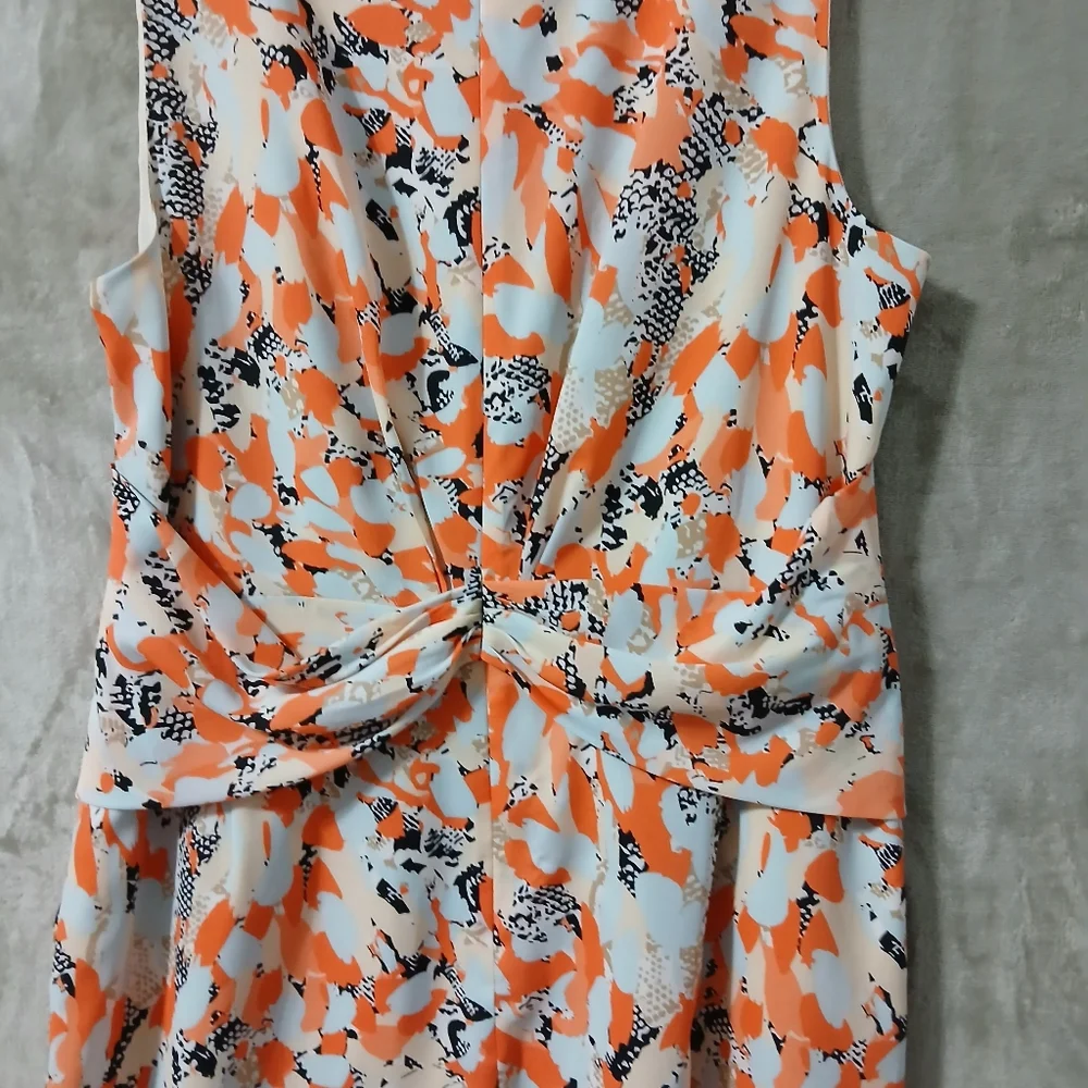 DKNYC Orange and Black Patterned Midi Dress Size 14 - Picture 8 of 16